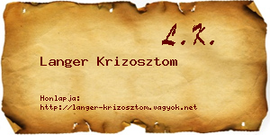 Langer Krizosztom névjegykártya